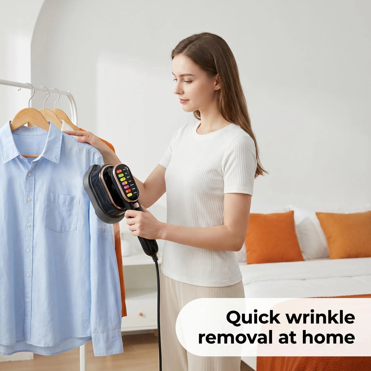 Smart & Compact Garment Steamer – Touchscreen Fabric Selection - CAELIZ