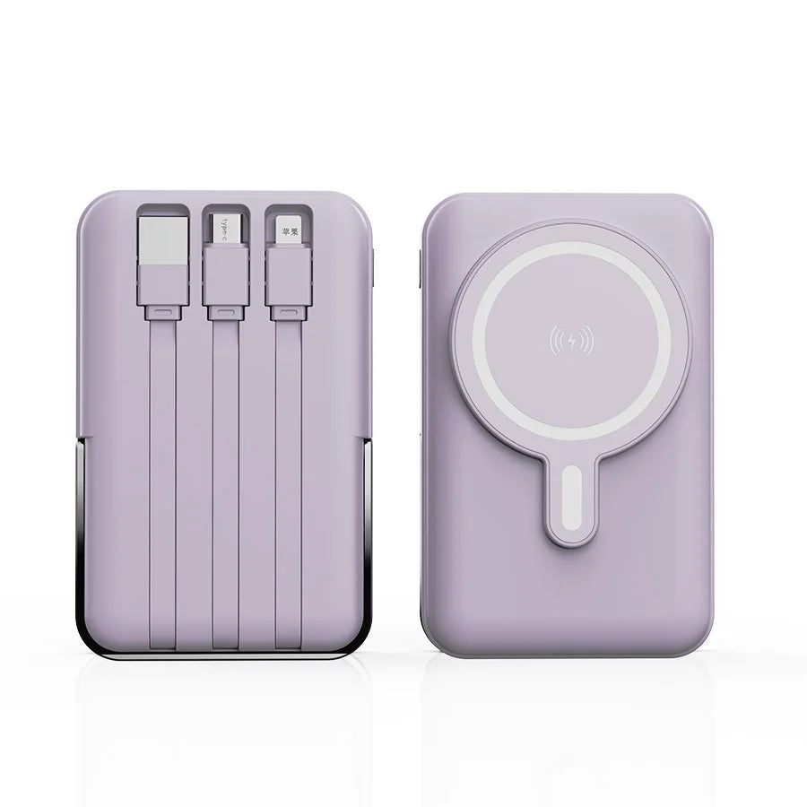 GoPower – 10,000 mAh Magnetic Power Bank with Fast Charging & Built-In Cables - CAELIZ