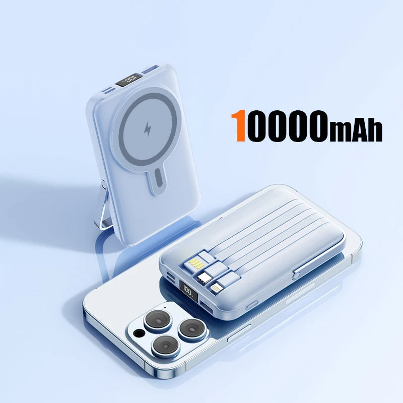 GoPower – 10,000 mAh Magnetic Power Bank with Fast Charging & Built-In Cables - CAELIZ