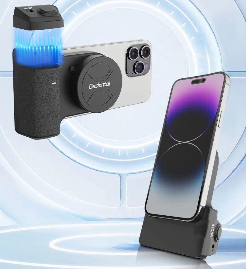 3-in-1 Magnetic Ring Light & Phone Stand, Adjustable Brightness Selfie Grip, Strong Magnet Finger Holder for Streaming, Vlogging