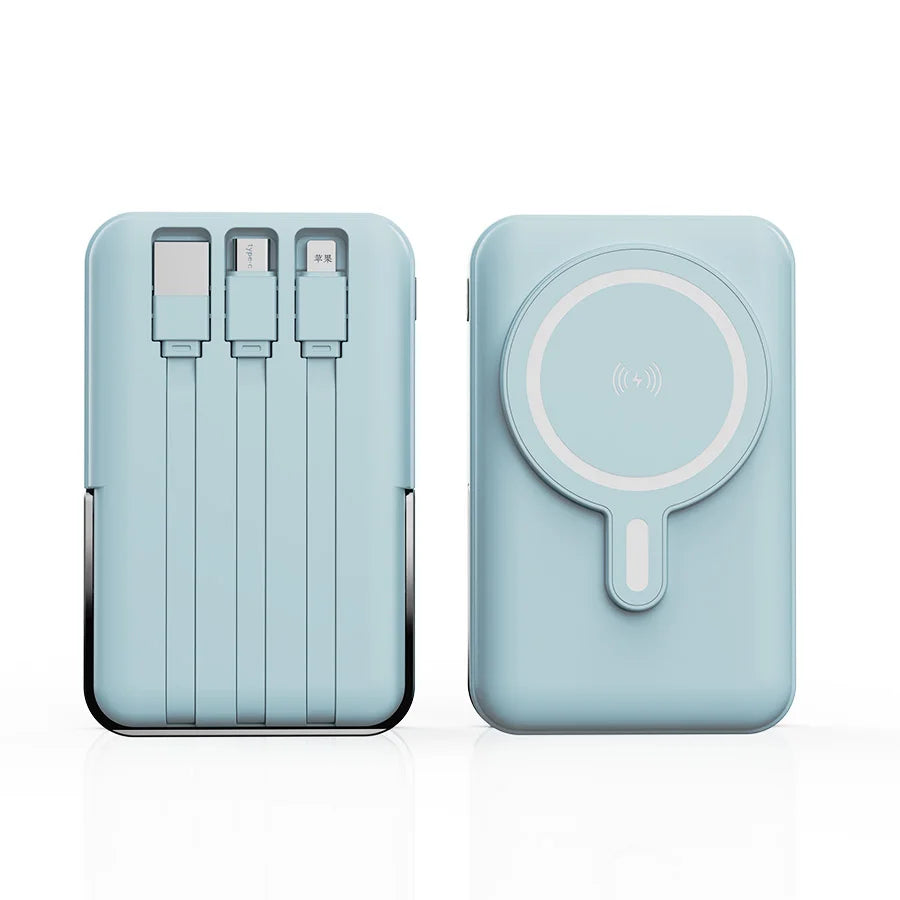 GoPower – 10,000 mAh Magnetic Power Bank with Fast Charging & Built-In Cables - CAELIZ