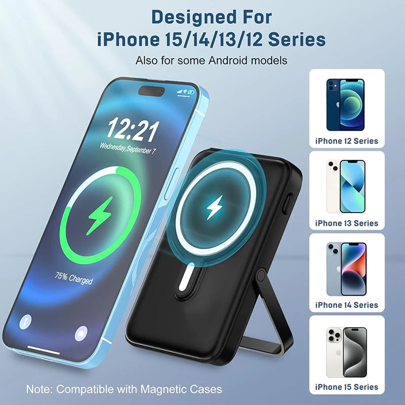 GoPower – 10,000 mAh Magnetic Power Bank with Fast Charging & Built-In Cables - CAELIZ