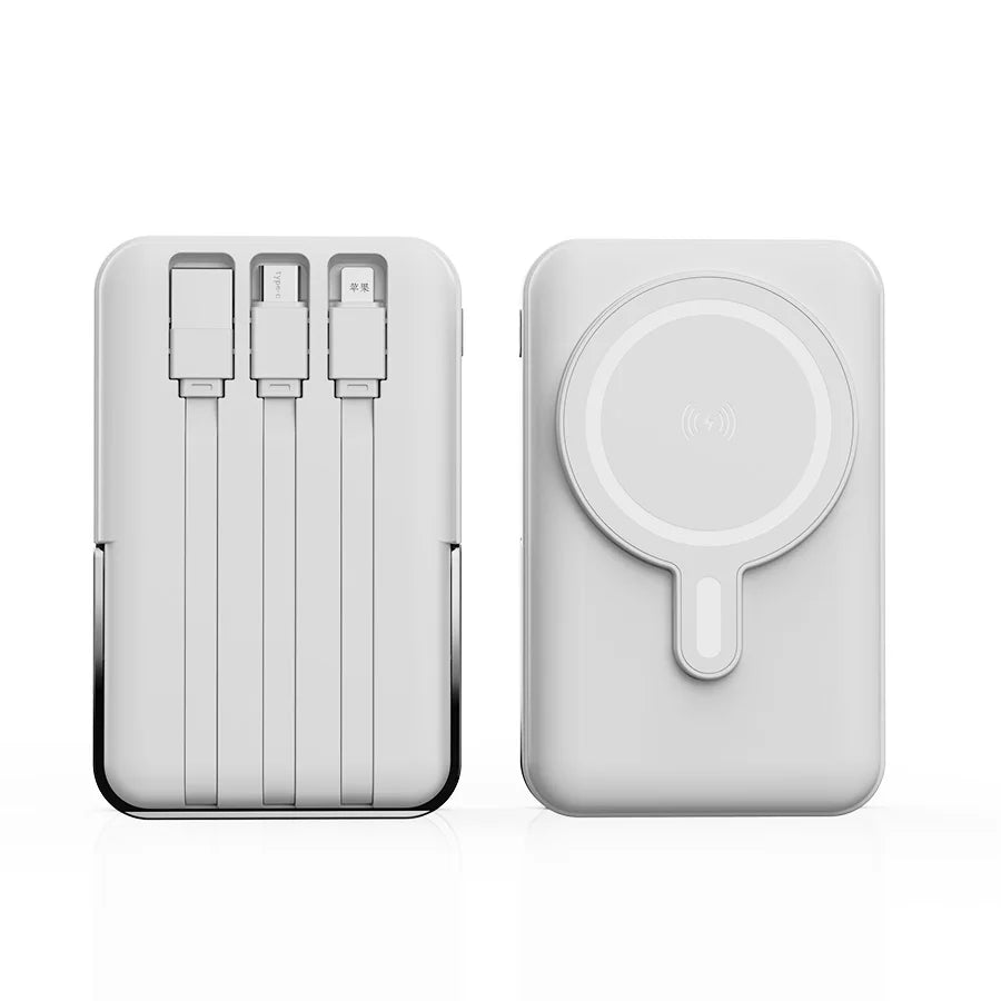 GoPower – 10,000 mAh Magnetic Power Bank with Fast Charging & Built-In Cables - CAELIZ