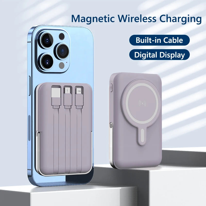 GoPower – 10,000 mAh Magnetic Power Bank with Fast Charging & Built-In Cables - CAELIZ
