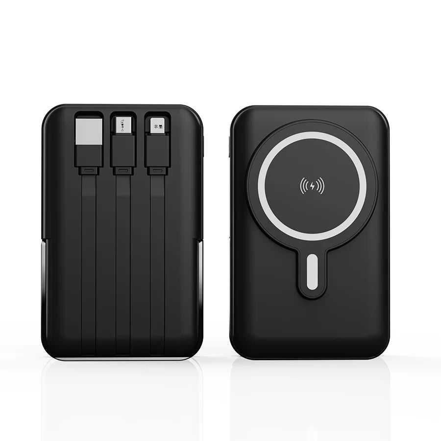 GoPower – 10,000 mAh Magnetic Power Bank with Fast Charging & Built-In Cables - CAELIZ