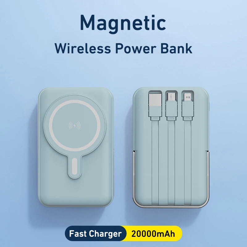 GoPower – 10,000 mAh Magnetic Power Bank with Fast Charging & Built-In Cables - CAELIZ