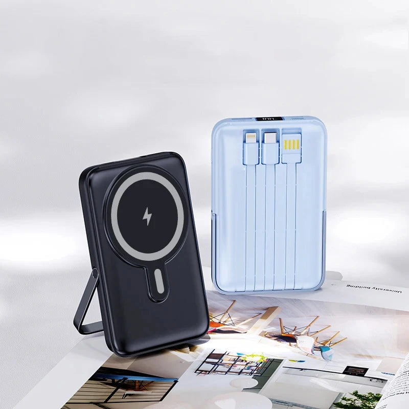 GoPower – 10,000 mAh Magnetic Power Bank with Fast Charging & Built-In Cables - CAELIZ
